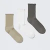 3er-Pack Socken mit Rüschenrand – Beige/Weiß/Grau 3er-Pack Socken mit Rüschenrand – Beige/Weiß/Grau