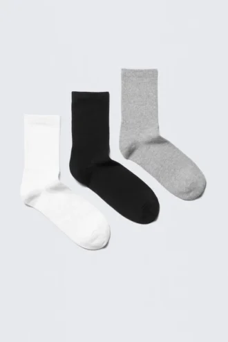 3er-Pack Socken – Schwarz/Weiß/Grau