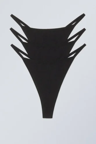 3er-Pack Soul Tanga-String – Schwarz