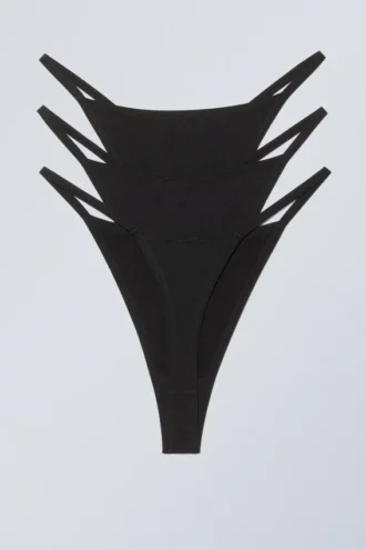 3er-Pack Soul Tanga-String – Schwarz