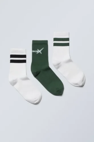 3er-Pack Sport-Socken mit Print – Grün-schwarze Streifen Hypnox