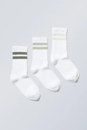 3er-Pack Sport-Socken mit Streifen – Salbeigrün