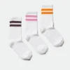 3er-Pack Sport-Socken mit Streifen – Weiß mit mehreren Streifen 3er-Pack Sport-Socken mit Streifen – Weiß mit mehreren Streifen