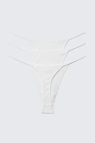 3er-Pack Stella gerippte Baumwoll-Tangas – Weiß