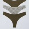 3er-Pack weiche Tangas – Dunkelkhaki/Kariert 3er-Pack weiche Tangas – Dunkelkhaki/Kariert