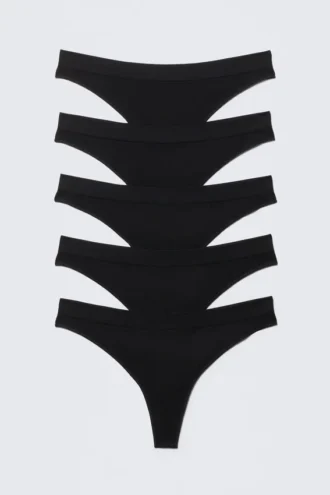 5er-Pack nahtlose Tangas – Schwarz