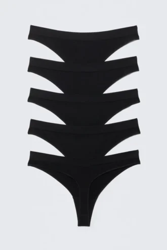 5er-Pack nahtlose Tangas – Schwarz