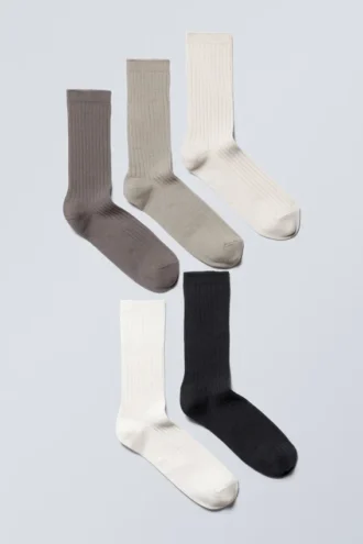 5er-Pack Rippensocken – Beige-Mix