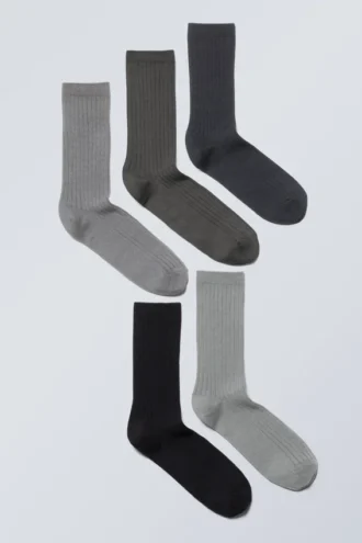 5er-Pack Rippensocken – Dusty Grey Mix