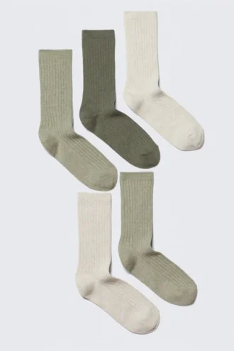 5er-Pack Rippensocken – Khaki-Mix