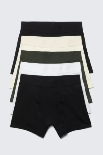 5er-Pack Slips – Schwarz/Beige/Grün/Weiß