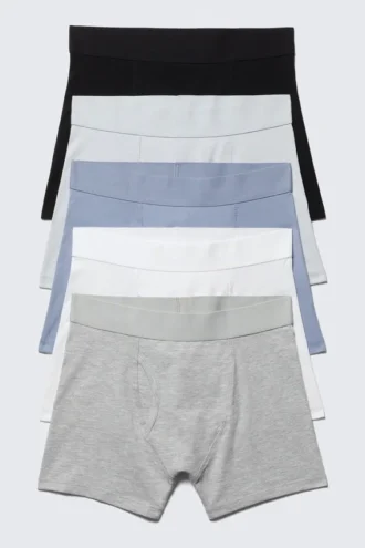5er-Pack Slips – Schwarz/Grau/Blau/Weiß
