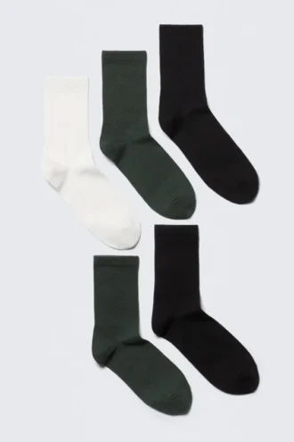 5er-Pack Socken – Dunkelgrün gemischt