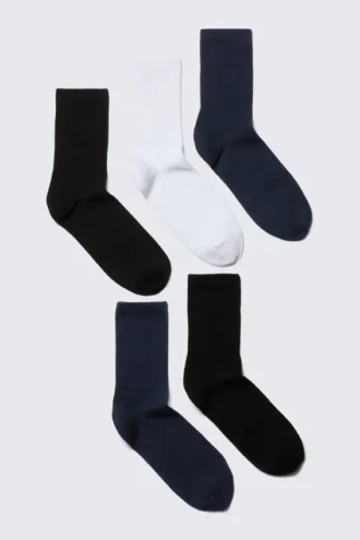 5er-Pack Socken – Schwarz/Weiß/Dunkelblau