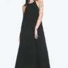 A-Linien-Kleid mit Wasserfallausschnitt – Schwarz A-Linien-Kleid mit Wasserfallausschnitt – Schwarz