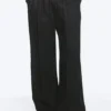 Adler Loose Fit Straight Hose aus Leinenmischung – Schwarz