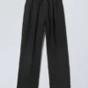 Adler Loose Fit Straight Hose aus Leinenmischung – Schwarz