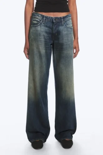 Ample Low Rise Loose Wide Jeans – Baltic Blue – Dunkelblau