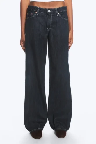 Ample Low Rise Loose Wide Jeans – Blue Rinse – Dunkelblau