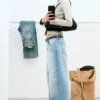 Ample Low Rise Loose Wide Jeans – Kimberley Blue – Hellblau Ample Low Rise Loose Wide Jeans – Kimberley Blue – Hellblau