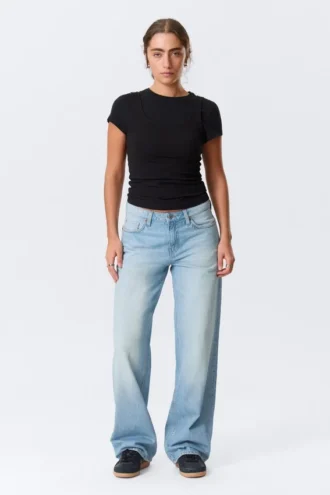 Ample Low Rise Loose Wide Jeans – Kimberley Blue – Hellblau