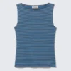 Annie – Gestreiftes, ärmelloses Top mit U-Boot-Ausschnitt – Blaue und dunkle Mole-Streifen Annie – Gestreiftes, ärmelloses Top mit U-Boot-Ausschnitt – Blaue und dunkle Mole-Streifen