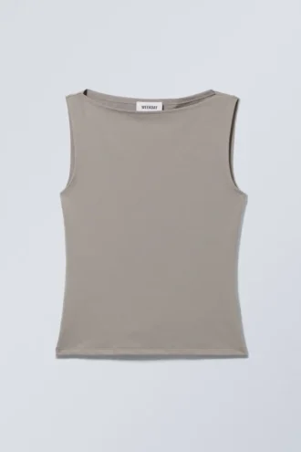 Annie Ärmelloses Oberteil mit U-Boot-Ausschnitt – Dusty Grey