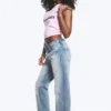 Anti Unisex-Jeans mit niedriger Taille, geradem Schnitt und normaler Passform – Blue Moon – Hellblau | Cheap Monday GB