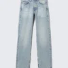 Anti Unisex-Jeans mit niedriger Taille, geradem Schnitt und normaler Passform – Hellblau | Cheap Monday GB
