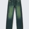 Anti Unisex-Jeans mit niedriger Taille, geradem Schnitt und normaler Passform – Marinegrün – Grün | Cheap Monday GB