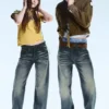 Anti Unisex-Jeans mit niedriger Taille, geradem Schnitt und normaler Passform – Stahlblau – Mittelblau | Cheap Monday GB