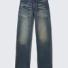 Anti Unisex-Jeans mit niedriger Taille, geradem Schnitt und normaler Passform – Stahlblau – Mittelblau | Cheap Monday GB