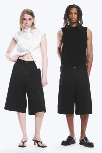 Astro Loose Baggy Shorts aus Leinenmischung – Schwarz