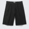 Astro Loose Baggy Shorts aus Leinenmischung – Schwarz