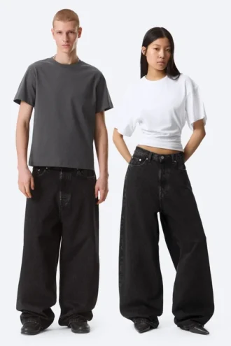 Astro Mid Rise Baggy Faux Leather Pocket Jeans – Black Rinse – Schwarz Astro Mid Rise Baggy Faux Leather Pocket Jeans – Black Rinse – Schwarz