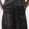 Astro Mid Rise Baggy Faux Leather Pocket Jeans – Black Rinse – Schwarz