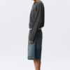 Astro Mid Rise Loose Baggy Denim Shorts – Blue Hymn – Mittelblau