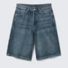 Astro Mid Rise Loose Baggy Denim Shorts – Blue Hymn – Mittelblau