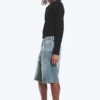 Astro Mid Rise Loose Baggy Denim Shorts – Blue Stream – Mittelblau