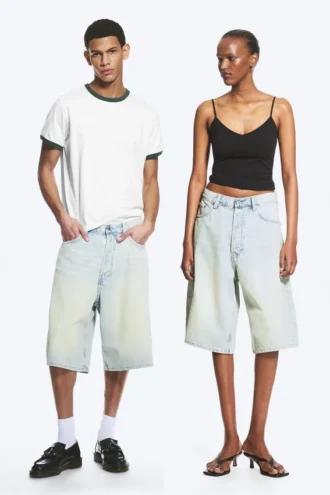 Astro Mid Rise Loose Baggy Denim Shorts – Citizen Blue – Hellblau