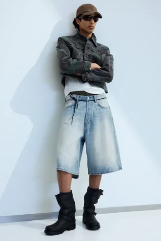 Astro Mid Rise Loose Baggy Denim Shorts – Kimberley Blue – Hellblau