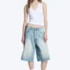 Astro Mid Rise Loose Baggy Denim Shorts – Kimberley Blue – Hellblau
