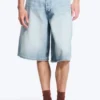 Astro Mid Rise Loose Baggy Denim Shorts – Kimberley Blue – Hellblau
