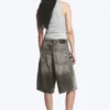 Astro Mid Rise Loose Baggy Denim Shorts – Redondo Black – Schwarz