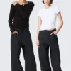 Astro Mid Rise Loose Baggy Leg Coated Jeans – Indigo-Beschichtung Astro Mid Rise Loose Baggy Leg Coated Jeans – Indigo-Beschichtung