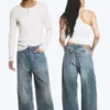 Astro Mid Rise Loose Baggy Twist Jeans – Gloria Blue – Mittelblau