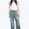 Astro Mid Rise Loose Baggy Twist Jeans – Gloria Blue – Mittelblau