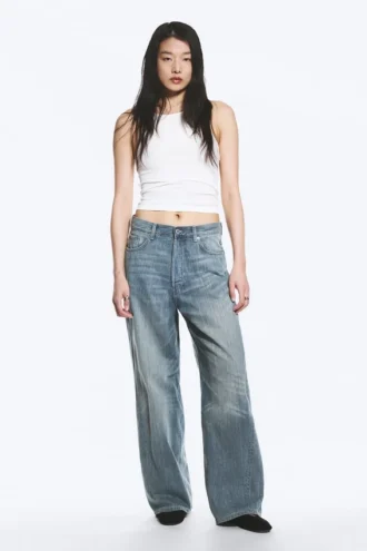 Astro Mid Rise Loose Baggy Twist Jeans – Gloria Blue – Mittelblau Astro Mid Rise Loose Baggy Twist Jeans – Gloria Blue – Mittelblau