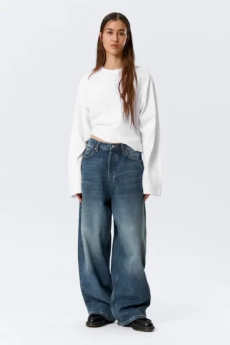 Astro Mid Rise Loose Baggy Unisex-Jeans – Blue Hymn – Mittelblau Astro Mid Rise Loose Baggy Unisex-Jeans – Blue Hymn – Mittelblau