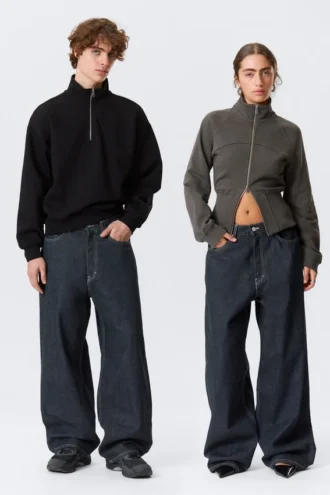 Astro Mid Rise Loose Baggy Unisex-Jeans – Blue Rinse – Dunkelblau